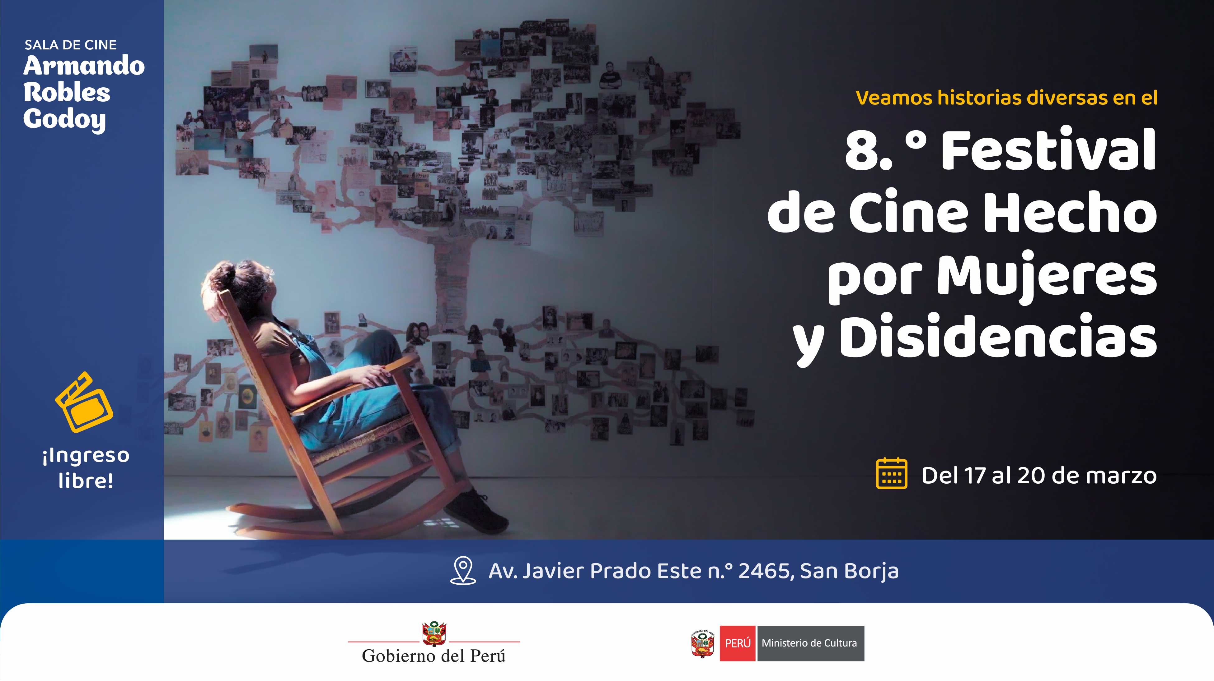 8. ° Festival de Cine Hecho por Mujeres y Disidencias en la sala Armando Robles Godoy