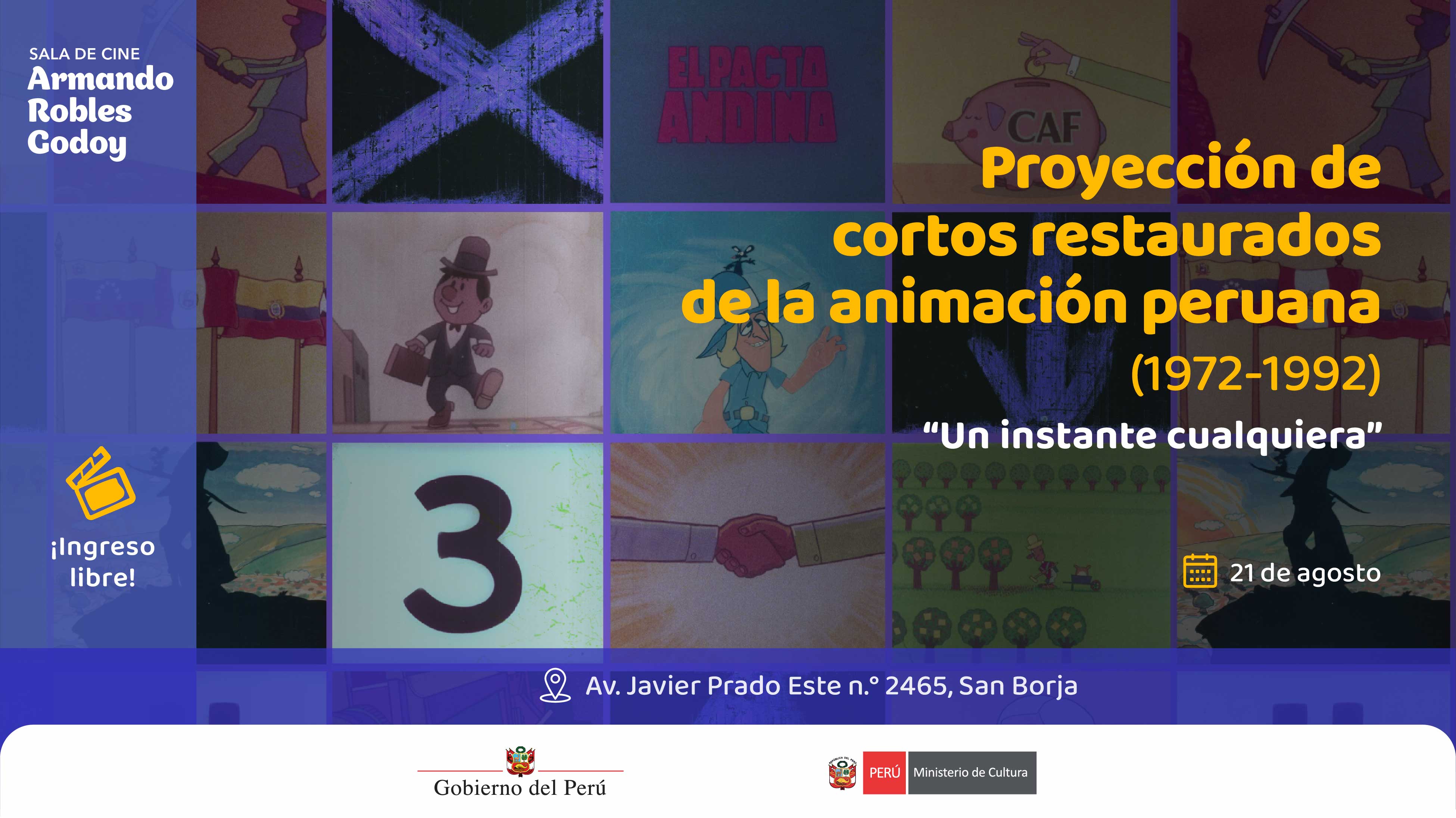 Proyección de cortos restaurados de la animación peruana (1972-1992) "Un instante cualquiera" en la Sala Armando Robles Godoy 