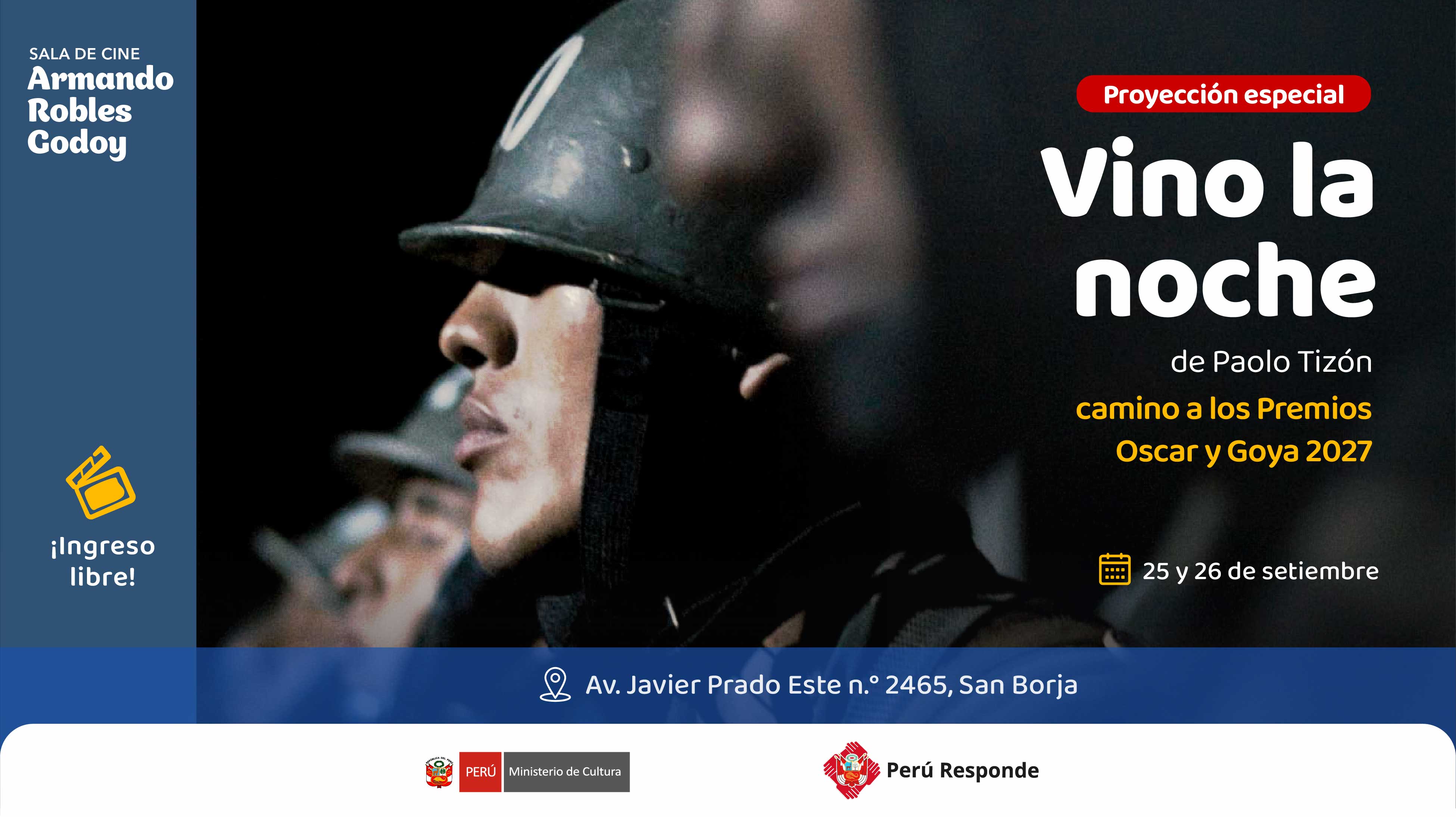 Proyección especial | "Vino la noche" en la Sala de cine Armando Robles Godoy