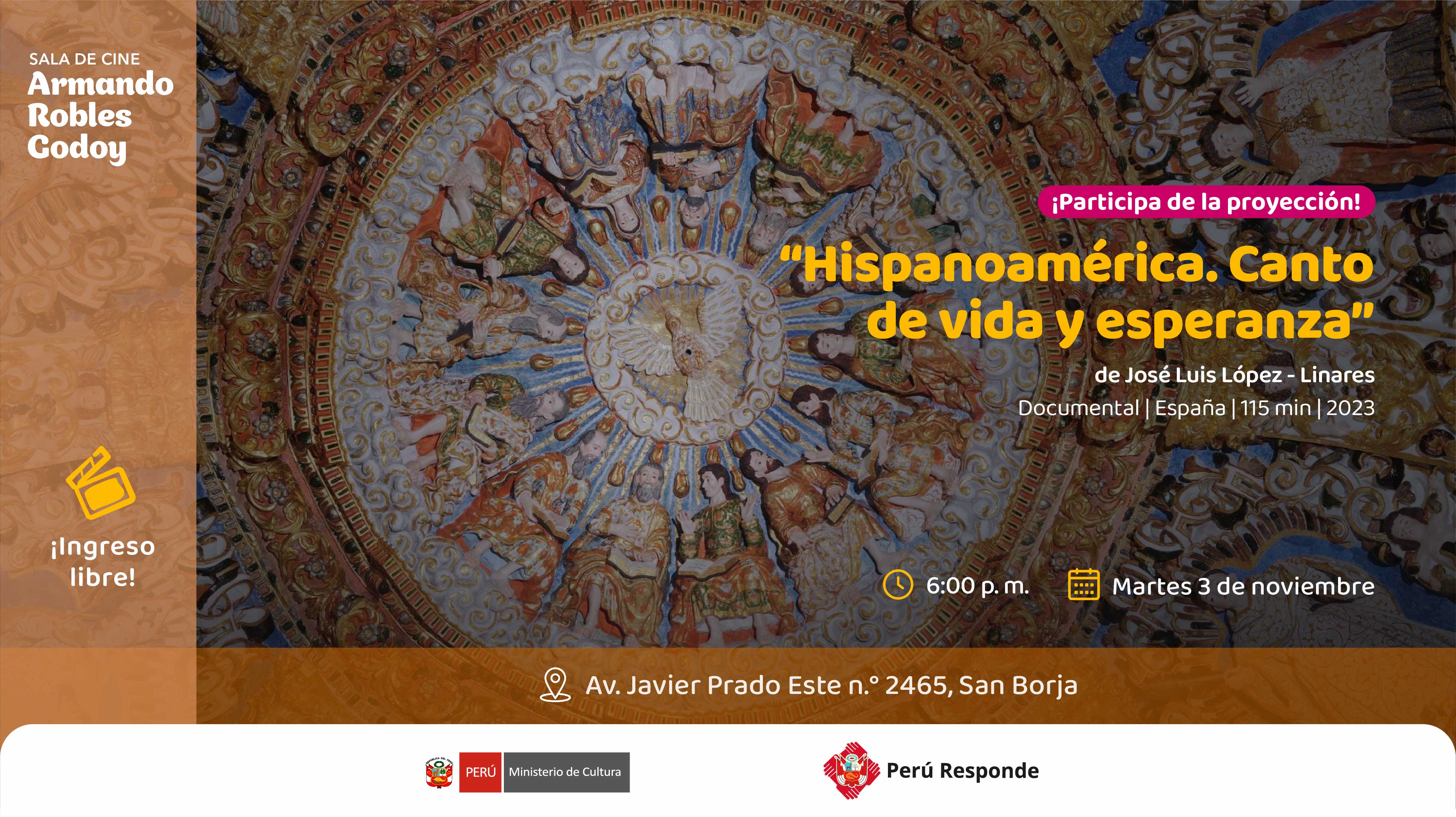 "Hispanoamérica. Canto de vida y esperanza" en la Sala de cine Armando Robles Godoy