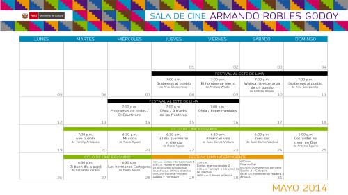 Programación de mayo en la sala Armando Robles Godoy