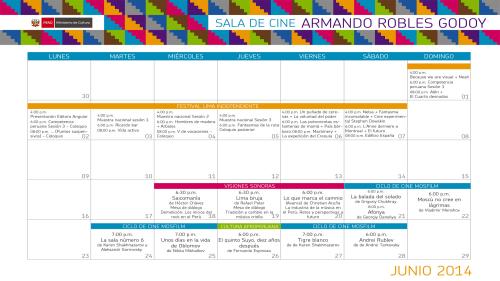 Programación de junio en la sala Armando Robles Godoy