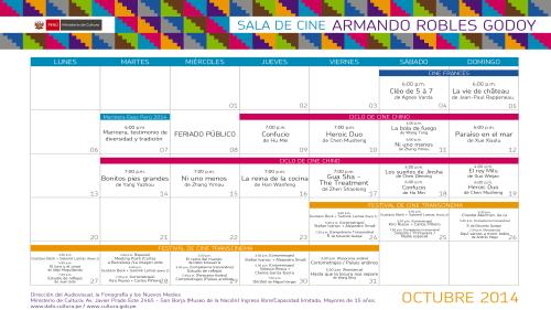 Programación de octubre en la sala Armando Robles Godoy