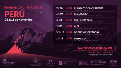 Semana de Cine Andino  en la Sala Armando Robles Godoy del Ministerio de Cultura del Perú