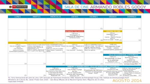 Programación de agosto en la sala Armando Robles Godoy
