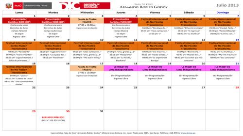 Programación Sala de Cine ARG – Julio 2013