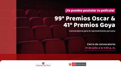 Candidatura peruana para los 99º Premios Oscar y los 41º premios Goya