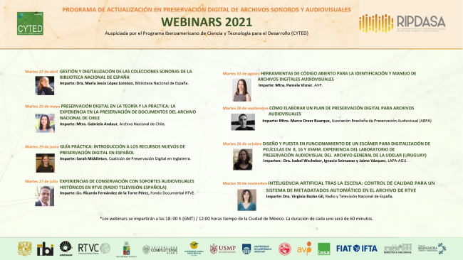 [Cerrada] Programa de Actualización en Preservación Digital de Archivos Sonoros y Audiovisuales 2021