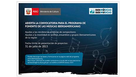 Convocatorias abiertas de ayudas y fomento del programa Ibermúsicas