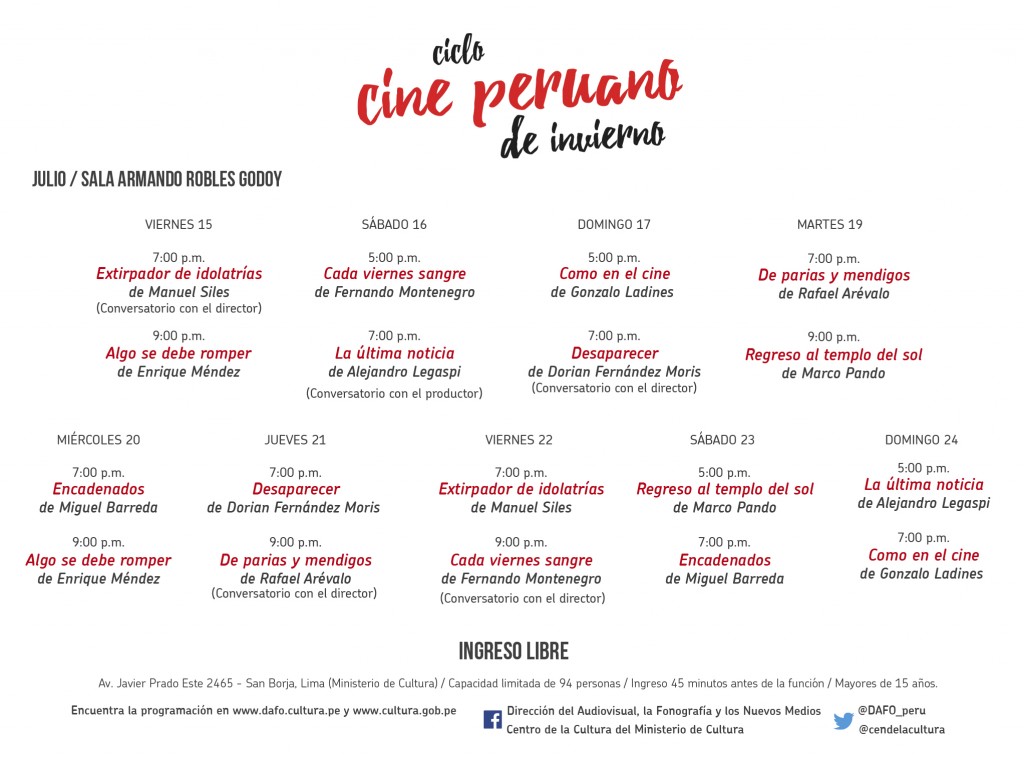 Programacion JULIO cine peruano